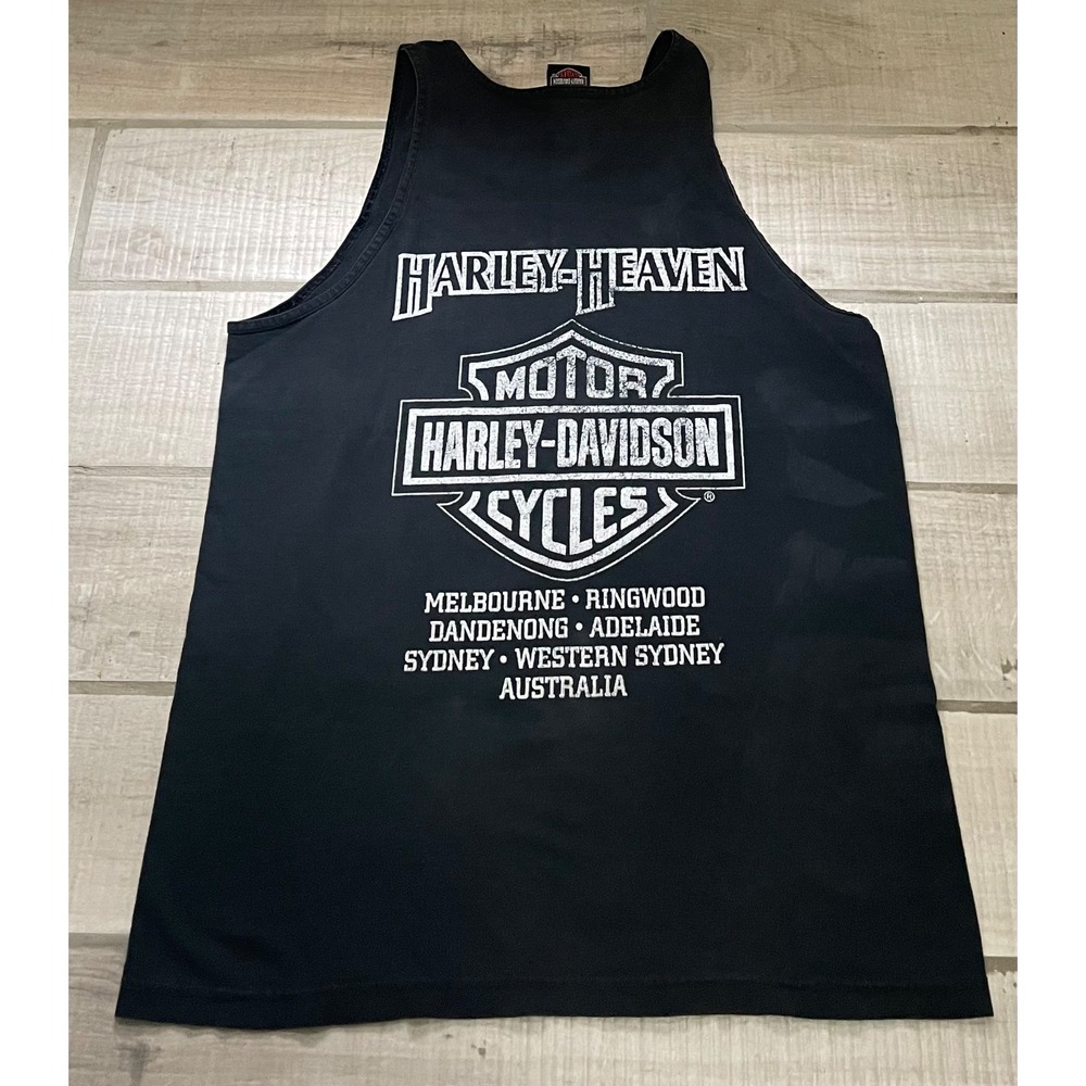 Harley Davidson Shirt Adult L Black Australia Graphic Tank Top - Picture 6 of 6